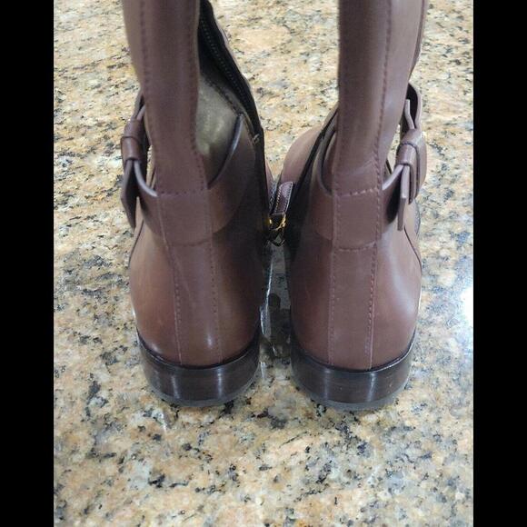 TORY BURCH Logo Everly Brown Leather Knee High Riding Tall Boots 4.5 NEW $498 - Picture 8 of 9